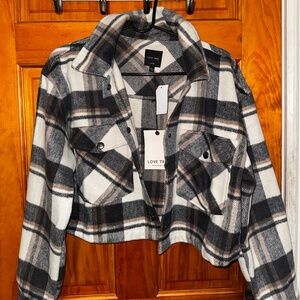 Plaid Long Sleeve Crop Shirt